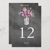 Lila Garden Mason Jar Chalkboard | TISCHNUMMER (Vorne/Hinten)