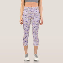 Lila Garden Muster Capri Leggins