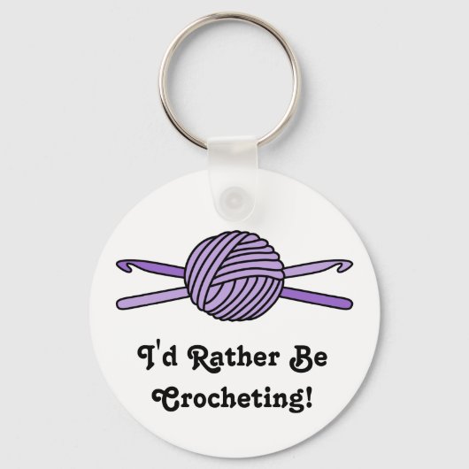 Lila Garne- und Crochet-Haken Schlüsselanhänger (Vorderseite)