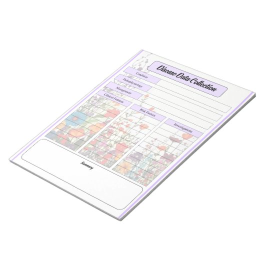 Lila Garten blühen - Sammlung von Krankheitsdaten Notizblock (angewinkelt)