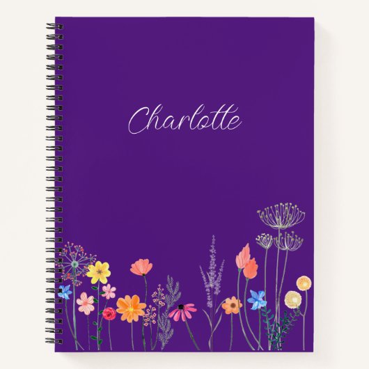 Lila Garten Blume Aquarell Spirituosen Notebook Notizblock (Vorderseite)