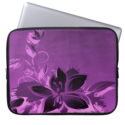 Lila Garten-Blumen Laptopschutzhülle (Vorderseite)