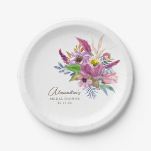 Lila Garten Blumen Minimalistischer Kundenspezifis Pappteller