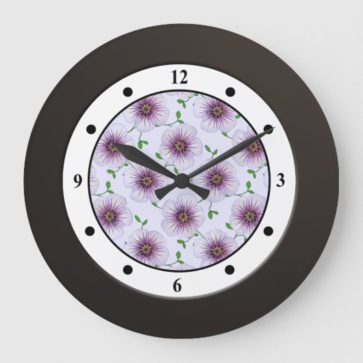 Lila Garten-mit BlumenBlumen-moderne Stellen Große Wanduhr (Vorderseite)