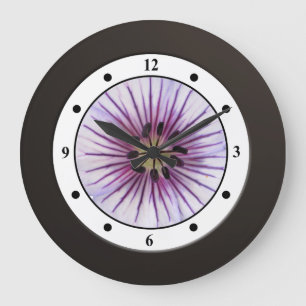Lila Garten-mit BlumenBlumen-moderne Stellen Große Wanduhr