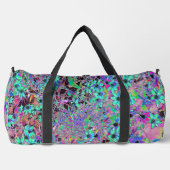 Lila Garten mit Psychedelic Aquamarine-Blume Duffle Bag (Vorderseite)