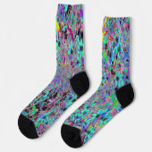 Lila Garten mit Psychedelic Aquamarine-Blume Socken (Linkes Detail)