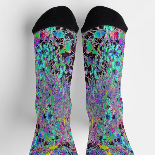 Lila Garten mit Psychedelic Aquamarine-Blume Socken (Oben)