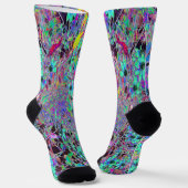 Lila Garten mit Psychedelic Aquamarine-Blume Socken (Gewinkelt)