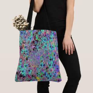 Lila Garten mit psychedelischen Aquamarin-Blumen Tasche