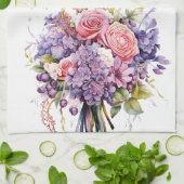 Lila Gartenanlage Blume Bouquet Gedeckter Wasserpa Geschirrtuch (Gefaltet)