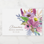 Lila Gartenflorale Minimalistische Dusche Schaumweinetikett (Einzelnes Label)