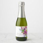 Lila Gartenflorale Minimalistische Dusche Schaumweinetikett (Vorderseite)