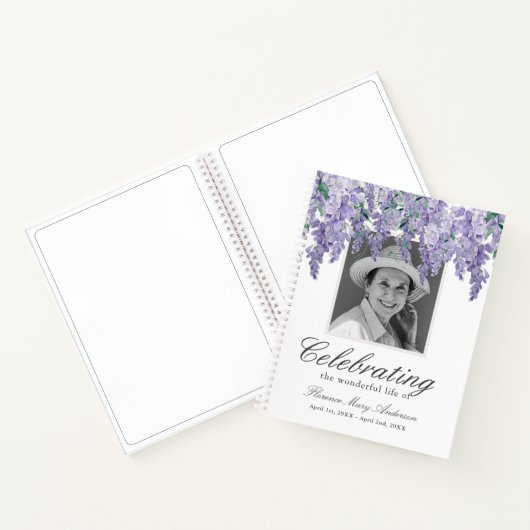 Lila Gästebuch der Wisteria Memorial Notizblock (Innenseite)