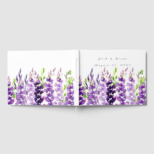 Lila Gästebuch für Hochzeiten (Voll)