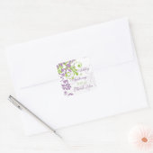 Lila Gastgeschenk Hochzeit mit weißer Blüte Quadratischer Aufkleber (Umschlag)