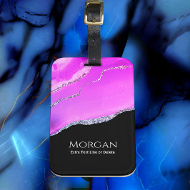 Lila Gate, Silver Glitzer, Name und Text auf Schwa Gepäckanhänger