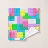 Lila Gebäude-Blöcke in Pastellrosa Badhandtuch Set (Waschlappen)