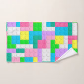 Lila Gebäude-Blöcke in Pastellrosa Badhandtuch Set (Handtuch)