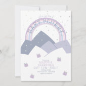 Lila Gebirgsschneeflocke Kinderdusche Einladung (Vorderseite)