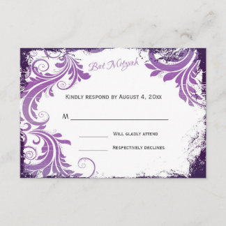 Lila Geblüht Grunge Bat Mitzvah UAWG RSVP Karte