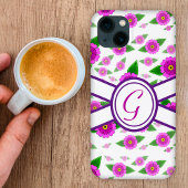 Lila, geblümtes individuelles Monogramm Case-Mate iPhone Hülle