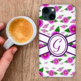 Lila, geblümtes individuelles Monogramm Case-Mate iPhone Hülle
