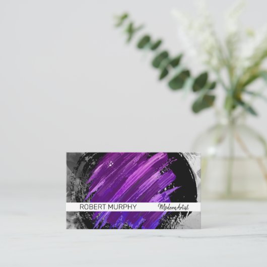 Lila gebürstet | Brush Visitenkarte (Stehend Vorderseite)