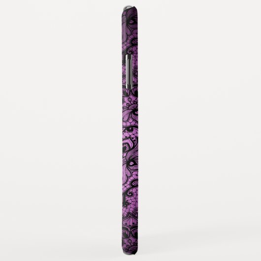 Lila gebürstetes Aluminium und schwarze Blütenlatt Case-Mate iPhone Hülle (Hinten/Rechts)
