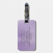 Lila gebürstetes Monogramm Name-Skript Gepäckanhänger (Rückseite vertikal)