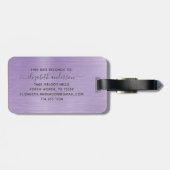 Lila gebürstetes Monogramm Name-Skript Gepäckanhänger (Rückseite horizontal)