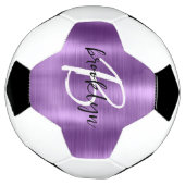Lila gebürstetes Schwarz-weißes Script Monogram Fußball (Gedreht)