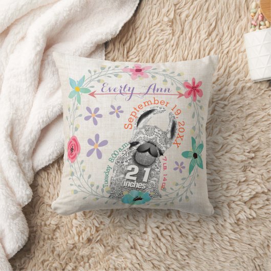 Lila Geburtsstat Mädchen Magische Kreaturen Llama Kissen (Decke)