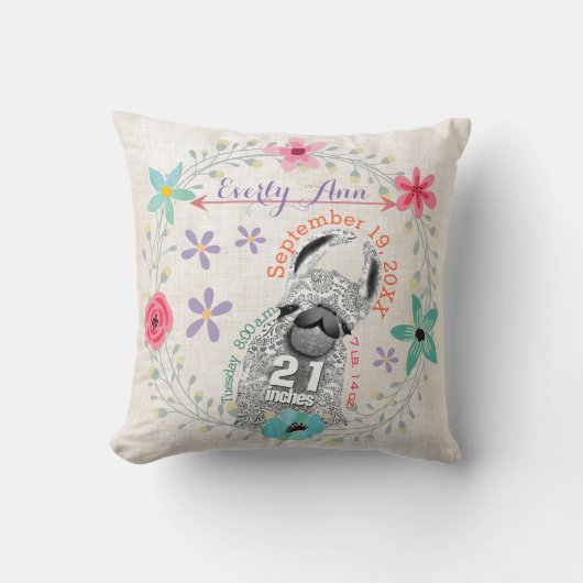 Lila Geburtsstat Mädchen Magische Kreaturen Llama Kissen (Vorderseite)