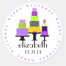 Lila Geburtstag Cakes Glücklich Geburtstag Runder Aufkleber