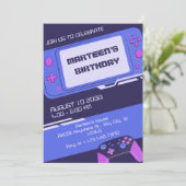 Lila Geburtstag Einladung (Stehend Vorderseite)