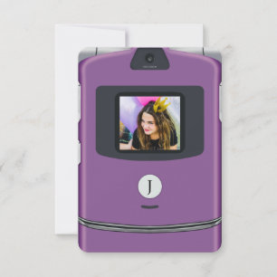 Lila Geburtstag Flip-Telefon 2000er Einladung