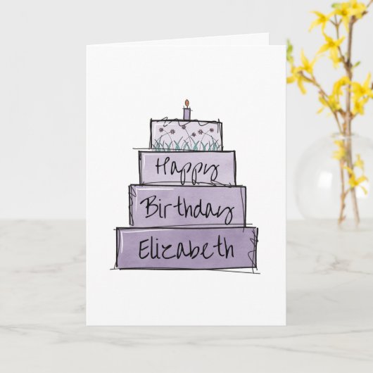 Lila Geburtstag Karte (Gelbe Blume)