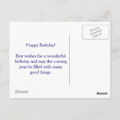 Lila Geburtstag mit einer Nachricht Postkarte (Rückseite)