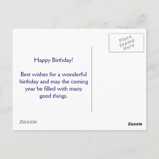 Lila Geburtstag mit einer Nachricht Postkarte (Rückseite)