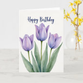 Lila Geburtstags-Blumenkarte Karte (Gelbe Blume)