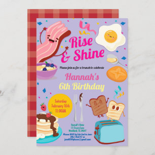 Lila Geburtstagsbrunch-Einladung. Aufstieg und Gla Einladung