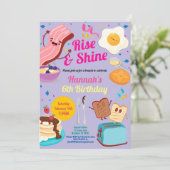 Lila Geburtstagsfeier Steigung und Glanz Einladung (Stehend Vorderseite)