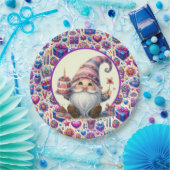 Lila Geburtstagsgnome Pappteller (Party)