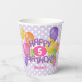 lila Geburtstagskekse mit Ballons Pappbecher (Vorderseite)