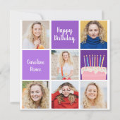 Lila Geburtstagskollage Personalisiert Karte (Vorderseite)