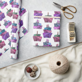 Lila Geburtstagskuchen Geschenkpapier