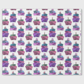 Lila Geburtstagskuchen Geschenkpapier (Flach)