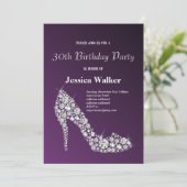 lila Geburtstagsparty Einladung (Stehend Vorderseite)