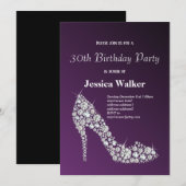 lila Geburtstagsparty Einladung (Vorne/Hinten)